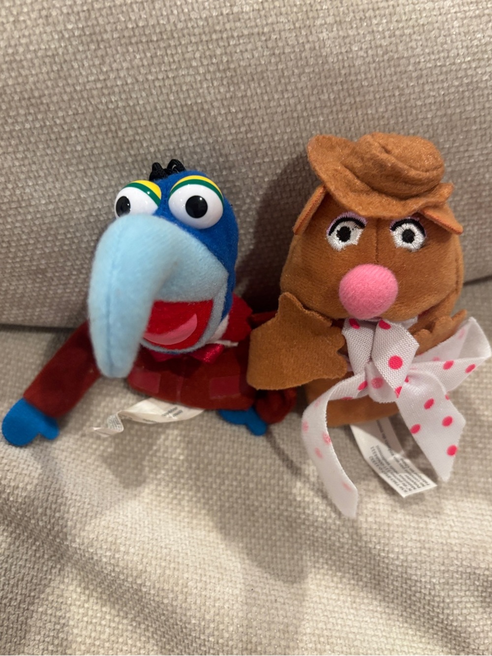 VintagDisney The Muppets Gonzo & Fozzie Bear 3.75" Plush Finger Puppet Lot